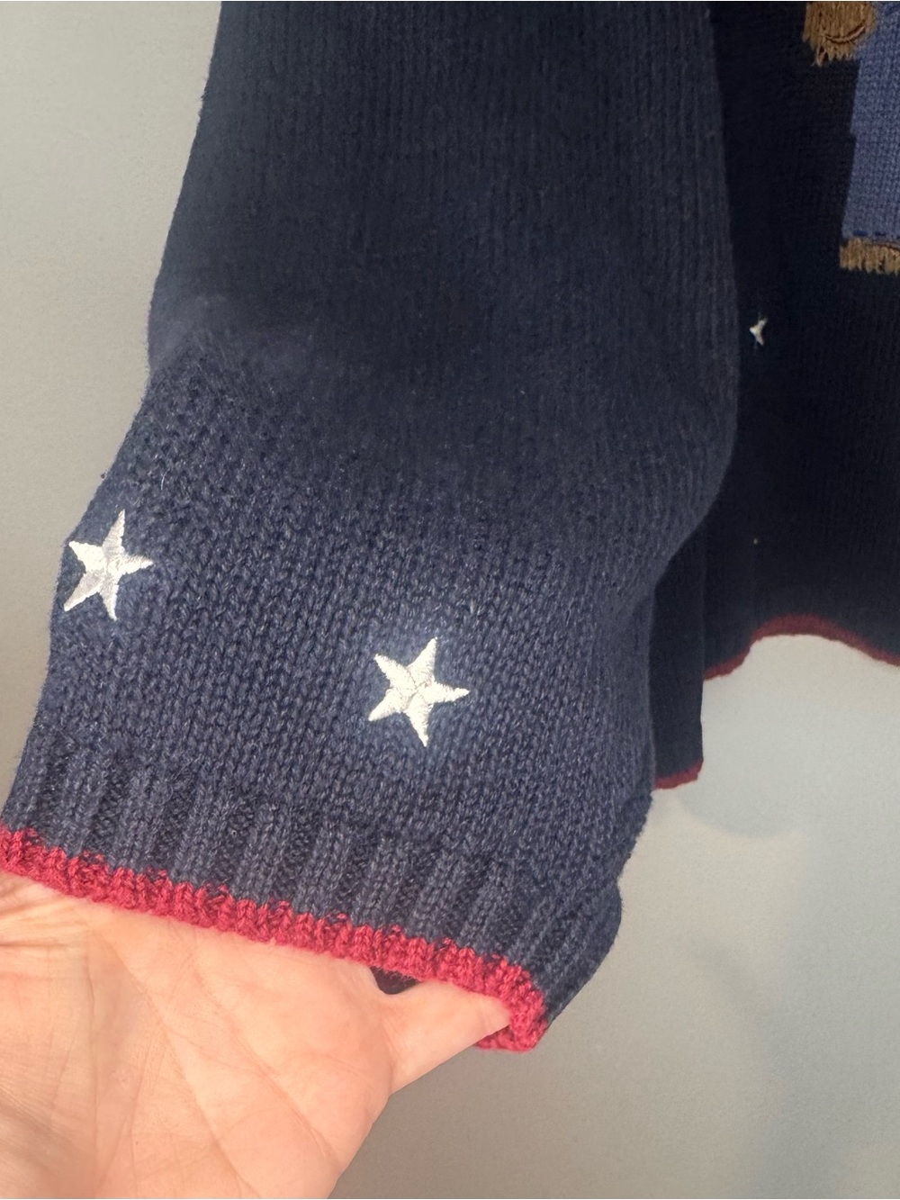 Vintage 2001 C.J. Banks Patriotic Teddy Bear Sweater Navy 3X - Picture 6 of 7